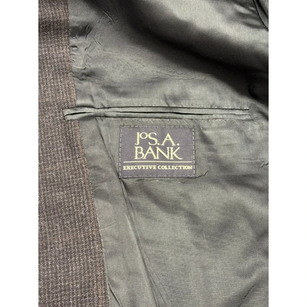 Jos A Bank Executive Collection Grey Glen Plaid 100% Wool Suit Men 2Pc 43R 38x28